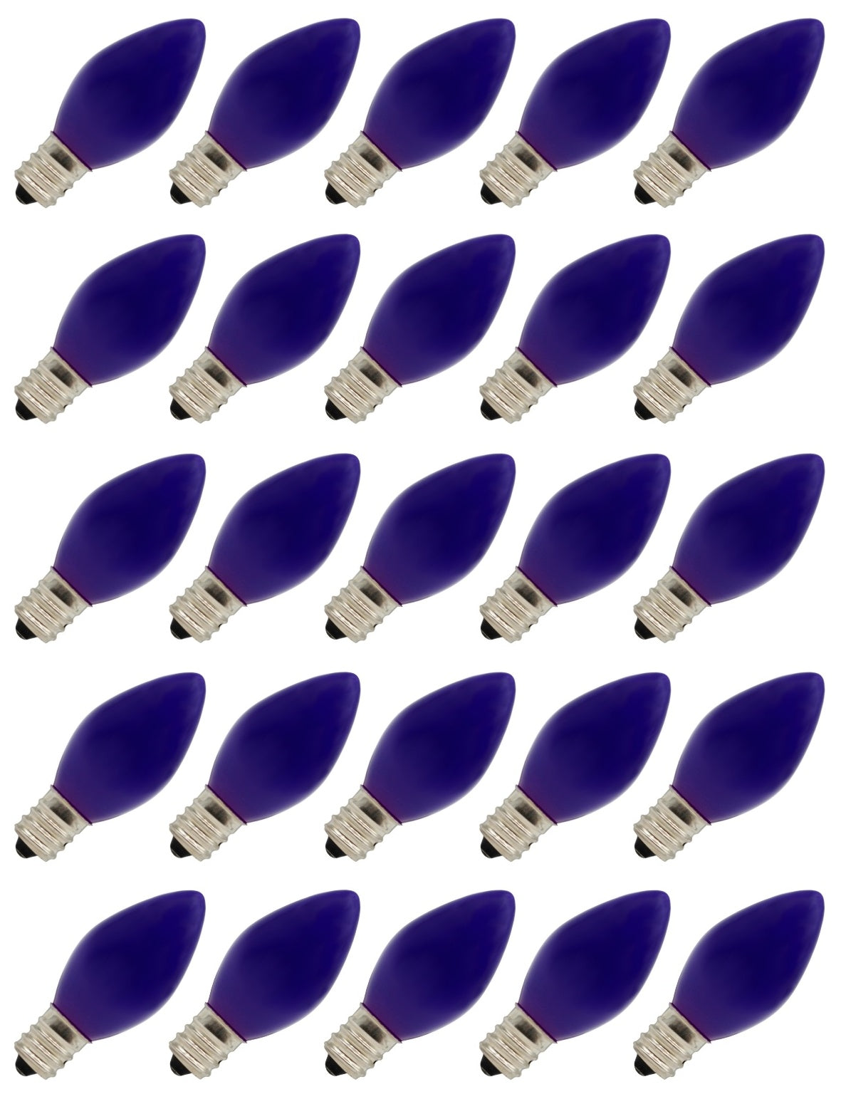 25 Pack C7 LED Purple Replacement Light Bulbs for Christmas Light Strings, 0.7W Ceramic LED Vintage Light Bulbs for C7 Outdoor String Lights, Candle Lamps, Night Lights, E12 Candelabra Base