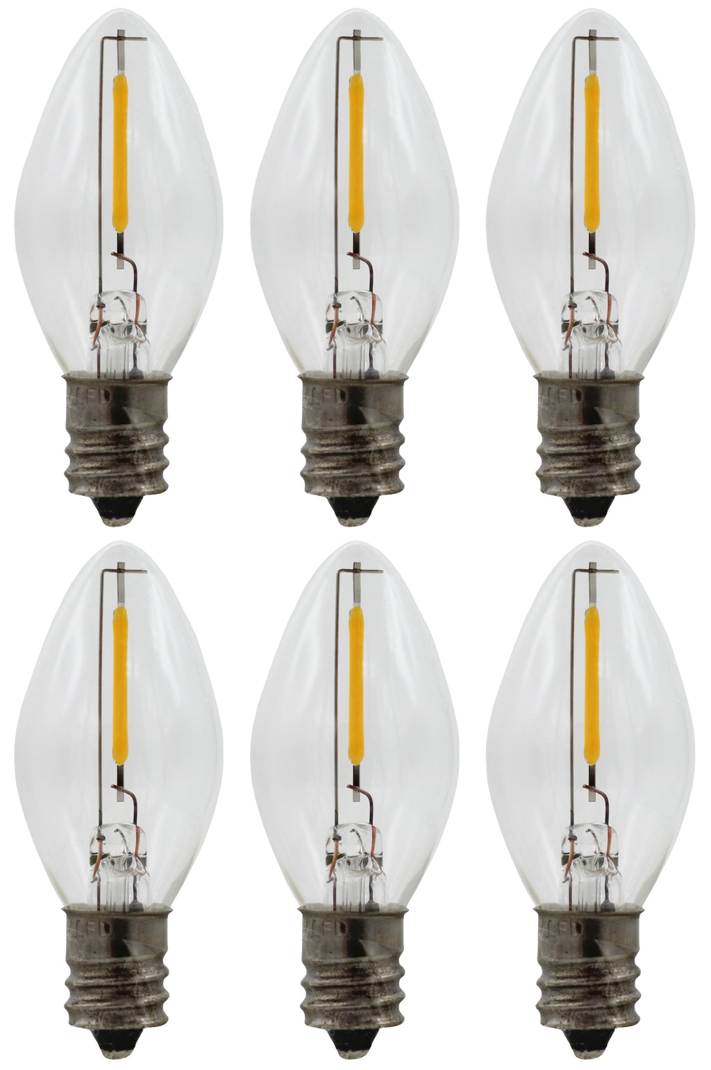 LED Night Light Bulbs (6 Pack), C7 Replacement Light Bulbs – 0.6W Equivalent to 7W Incandescent, White Warm 2700K for Indoor and Outdoor String Lights, Electric Window Candles