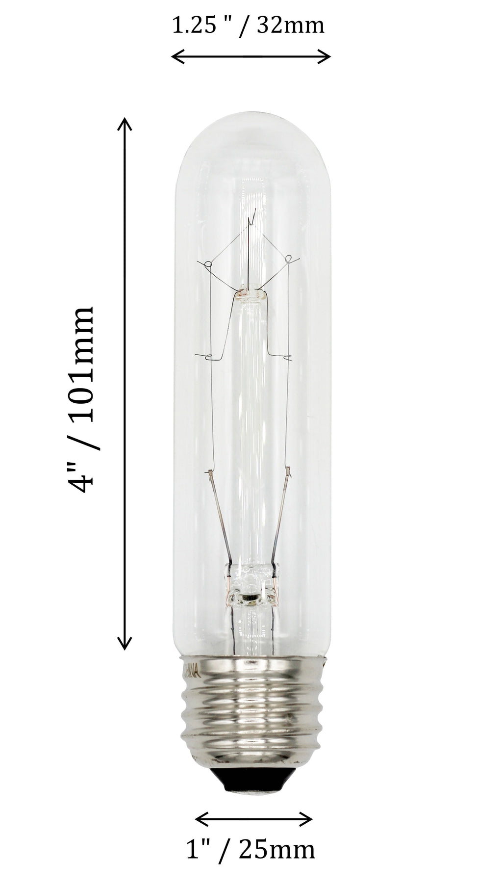 4 Pack of 40 Watt T10 Clear Tubular Light Bulbs - 120V - Medium (E26) Base - 40T10/CL - Incandescent
