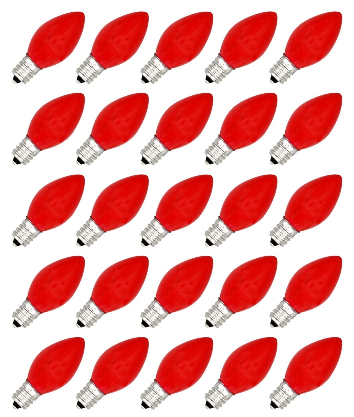 25 Pack C7 LED Red Replacement Light Bulbs for Christmas Light Strings, 0.7W Ceramic LED Vintage Light Bulbs for C7 Outdoor String Lights, Candle Lamps, Night Lights, E12 Candelabra Base