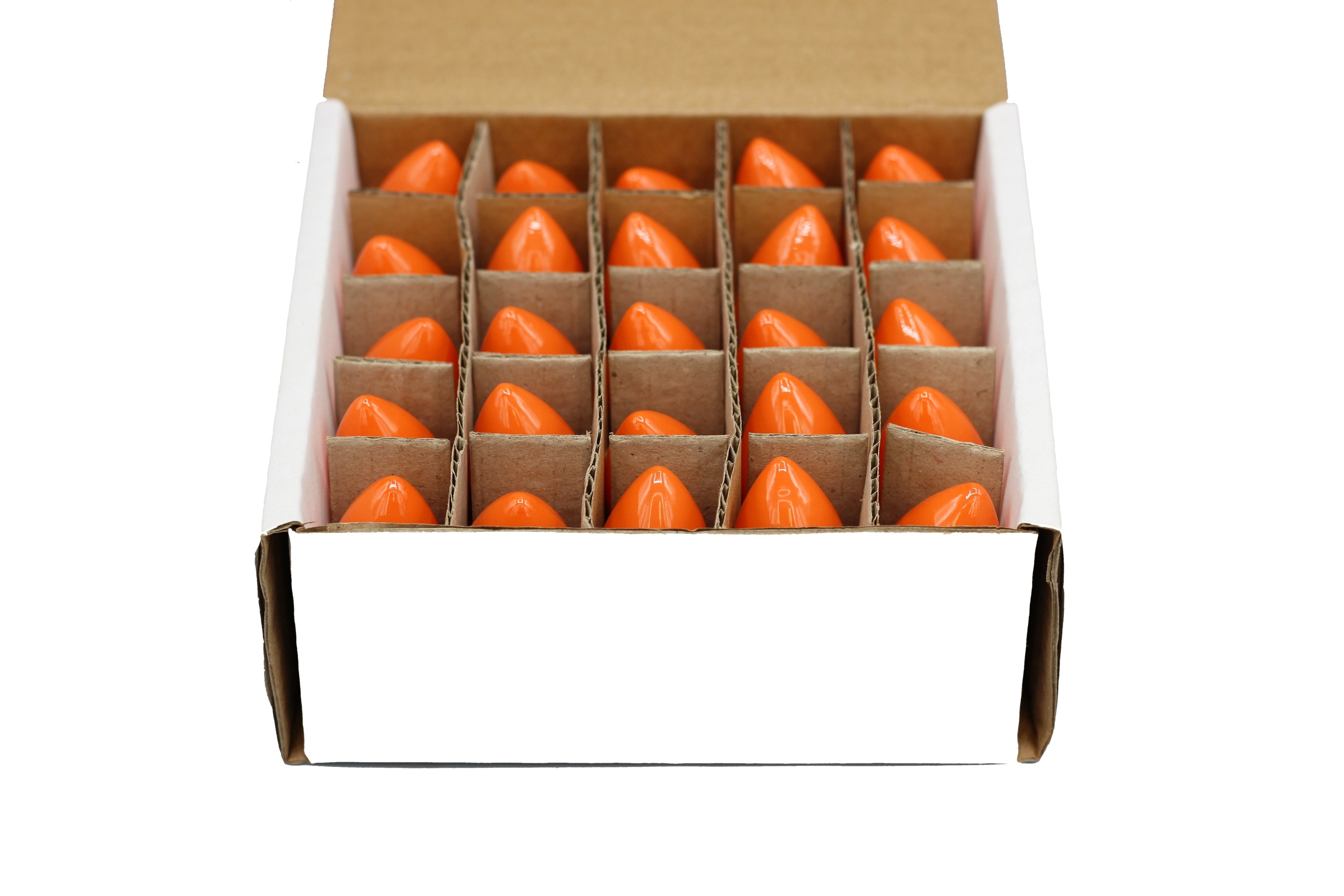 25 Pack C7 LED Orange Replacement Light Bulbs for Christmas Light Strings, 0.7W Ceramic LED Vintage Light Bulbs for C7 Outdoor String Lights, Candle Lamps, Night Lights, E12 Candelabra Base