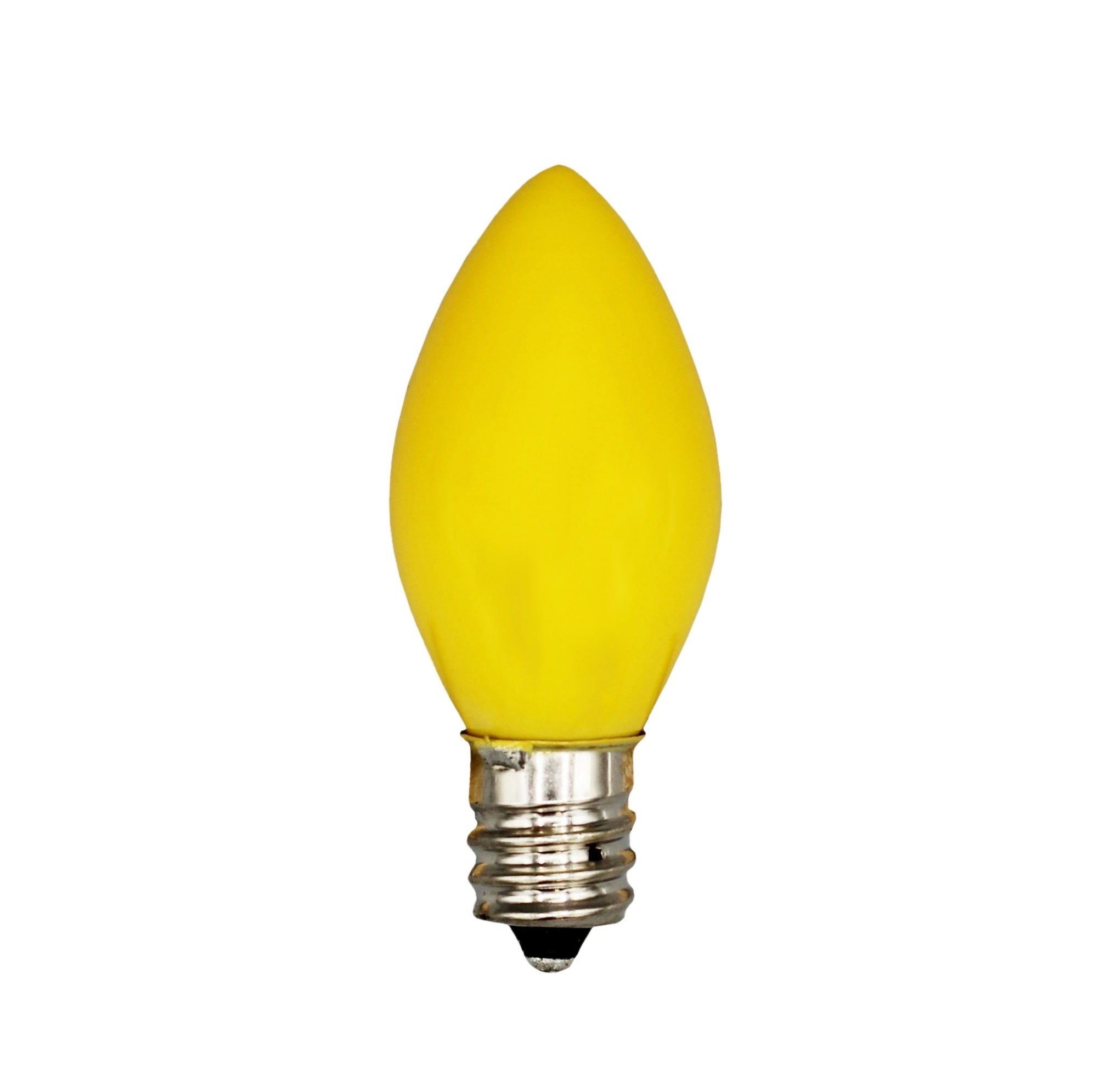 25 Pack C7 LED Yellow Replacement Light Bulbs for Christmas Light Strings, 0.7W Ceramic LED Vintage Light Bulbs for C7 Outdoor String Lights, Candle Lamps, Night Lights, E12 Candelabra Base