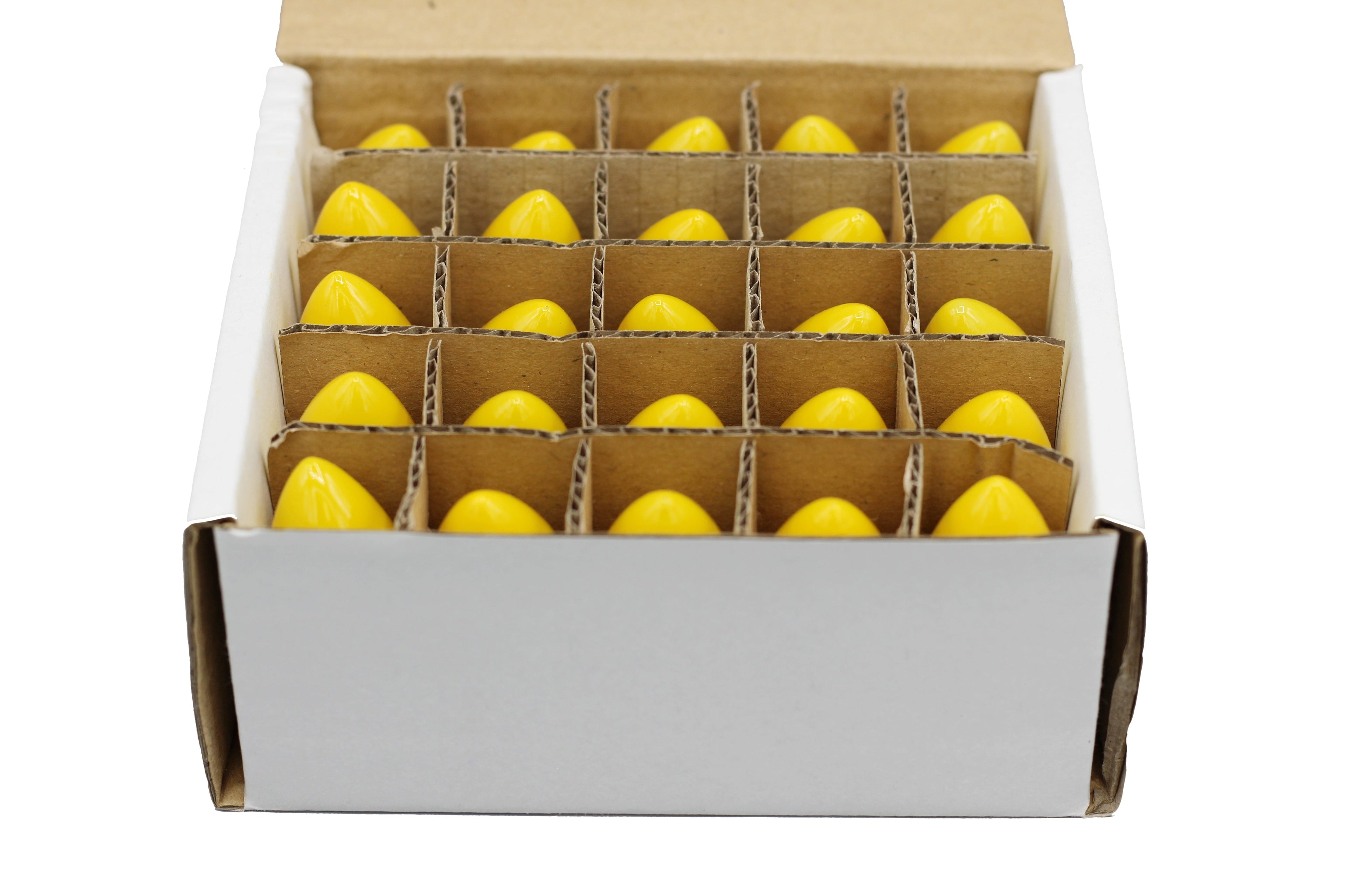 25 Pack C7 LED Yellow Replacement Light Bulbs for Christmas Light Strings, 0.7W Ceramic LED Vintage Light Bulbs for C7 Outdoor String Lights, Candle Lamps, Night Lights, E12 Candelabra Base