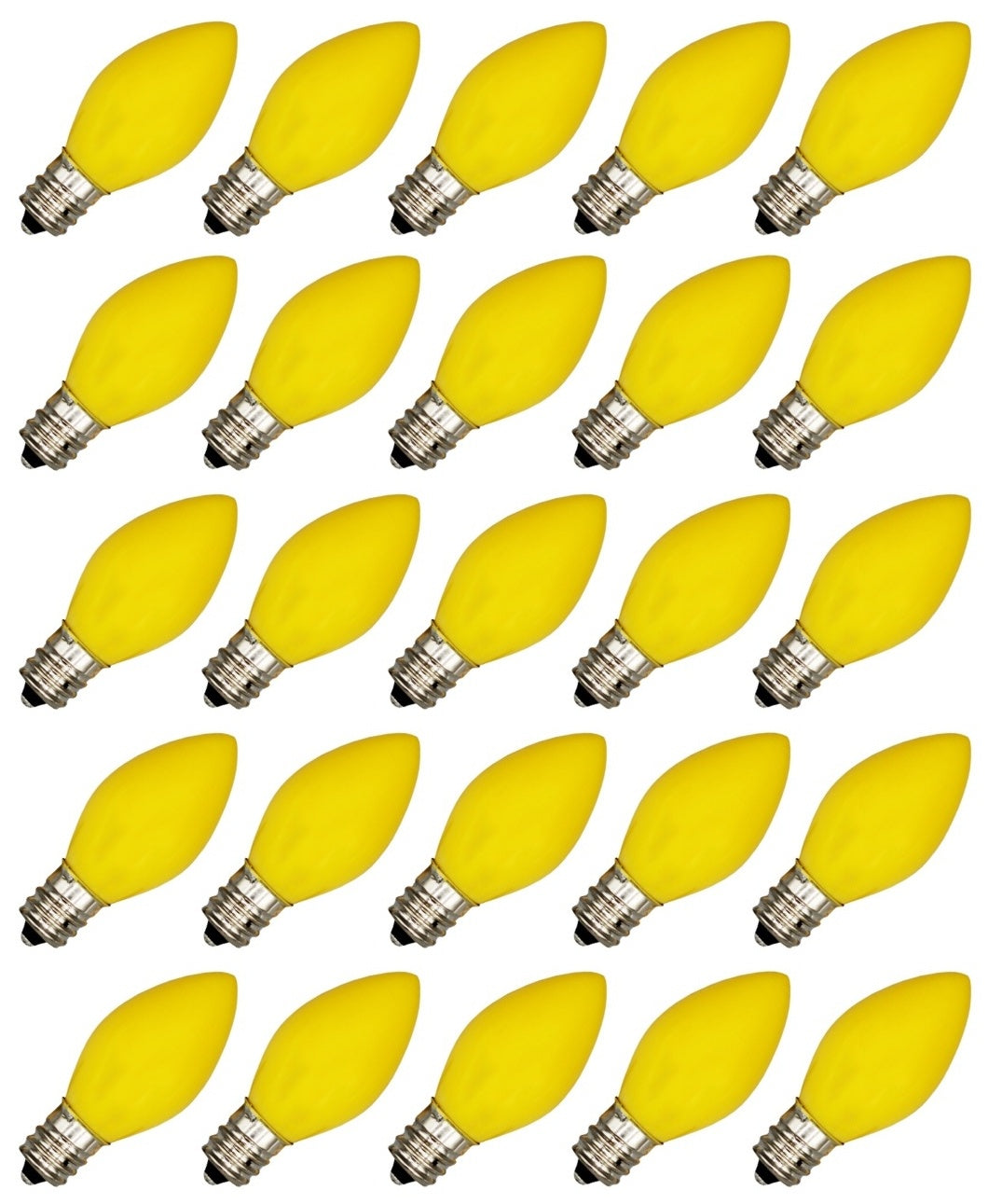 25 Pack C7 LED Yellow Replacement Light Bulbs for Christmas Light Strings, 0.7W Ceramic LED Vintage Light Bulbs for C7 Outdoor String Lights, Candle Lamps, Night Lights, E12 Candelabra Base