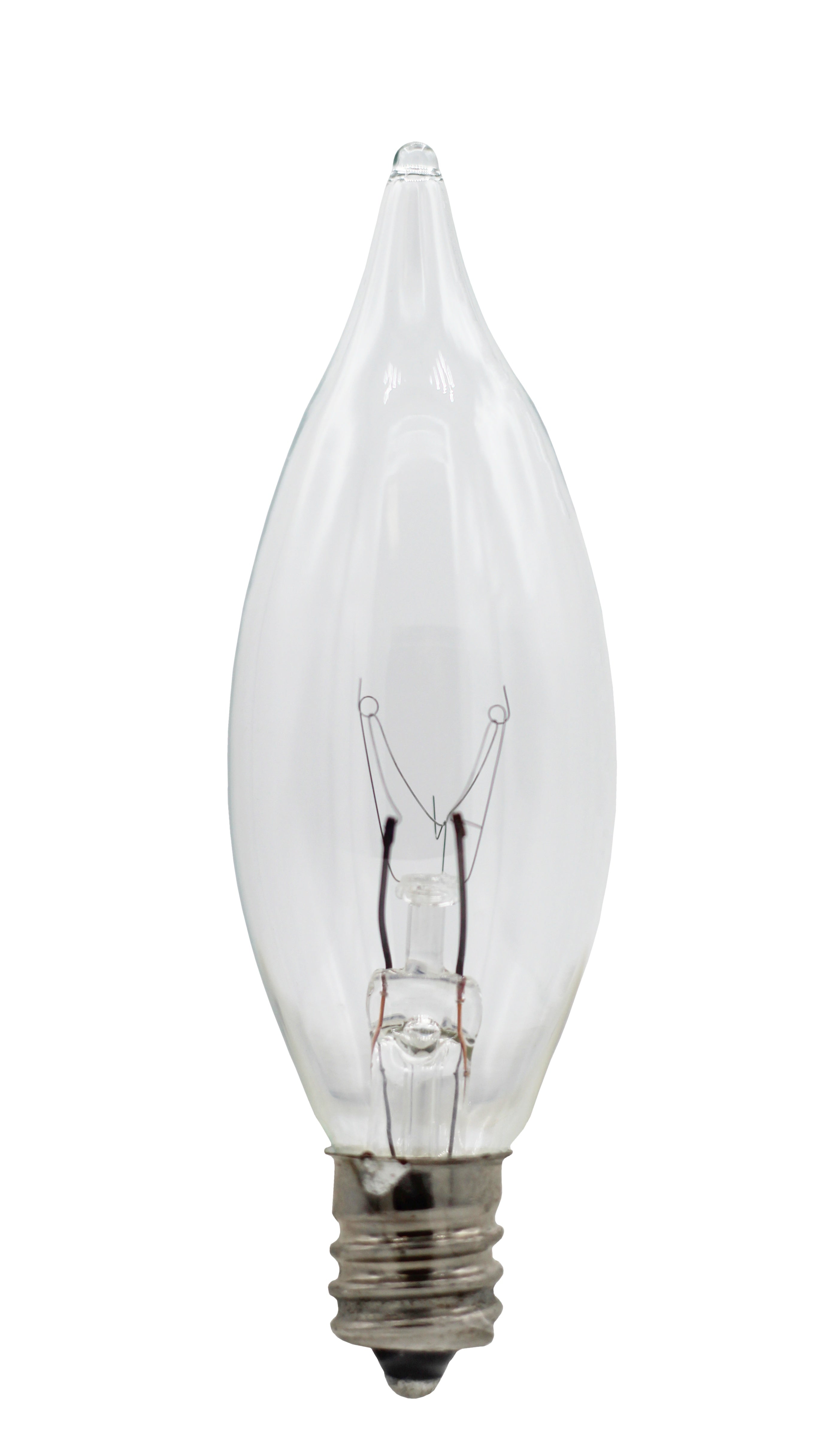 Replacement Light Bulbs for Electric Candle Lamps, Flame Tip Bulbs For Window Candles, Chandeliers - 7 Watt - 120 volt - E12 Candelabra, Clear, Steady Burning bulb - Pack of 12