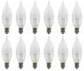 Replacement Light Bulbs for Electric Candle Lamps, Flame Tip Bulbs For Window Candles, Chandeliers - 7 Watt - 120 volt - E12 Candelabra, Clear, Steady Burning bulb - Pack of 12