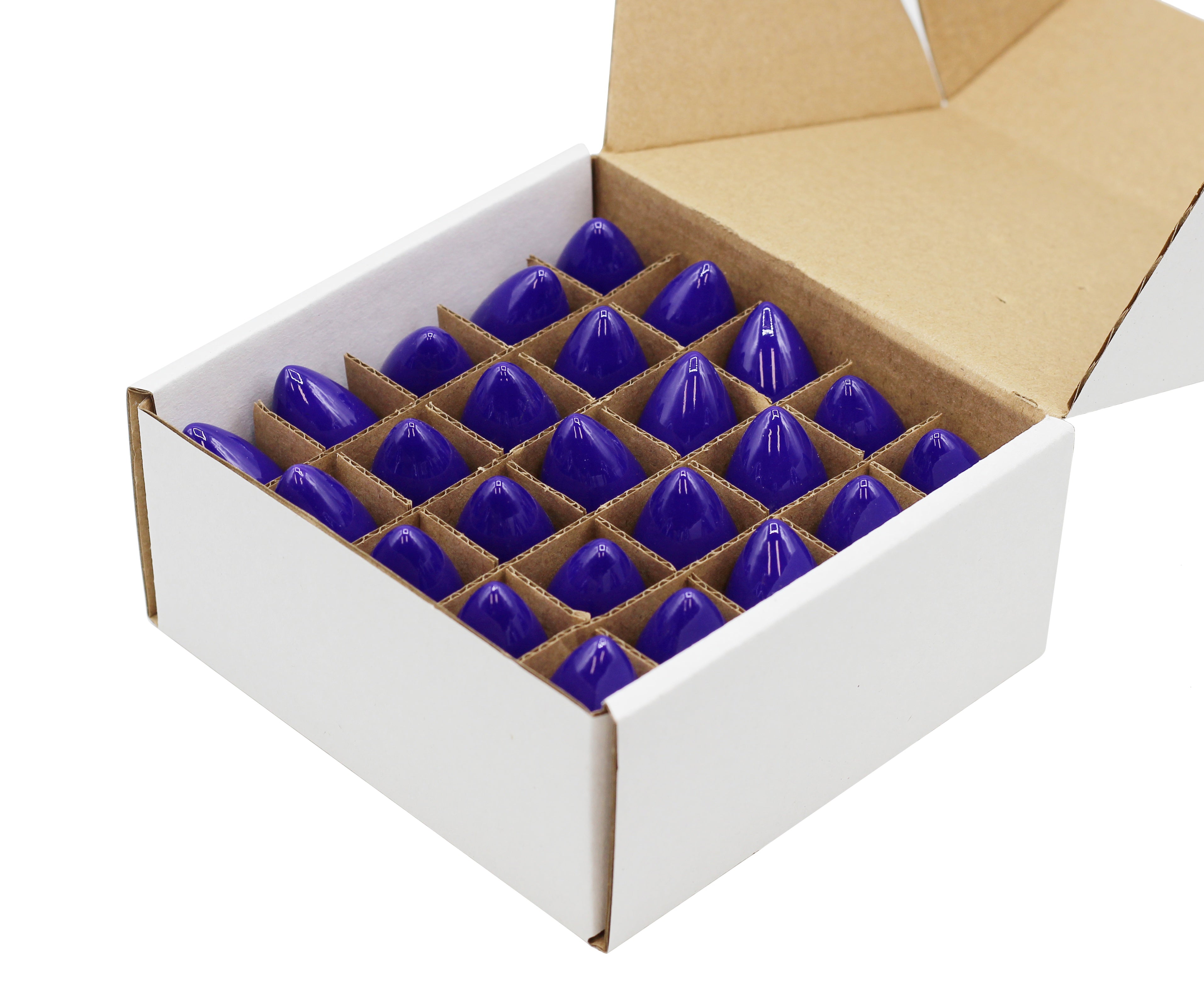 25 Pack C7 LED Purple Replacement Light Bulbs for Christmas Light Strings, 0.7W Ceramic LED Vintage Light Bulbs for C7 Outdoor String Lights, Candle Lamps, Night Lights, E12 Candelabra Base