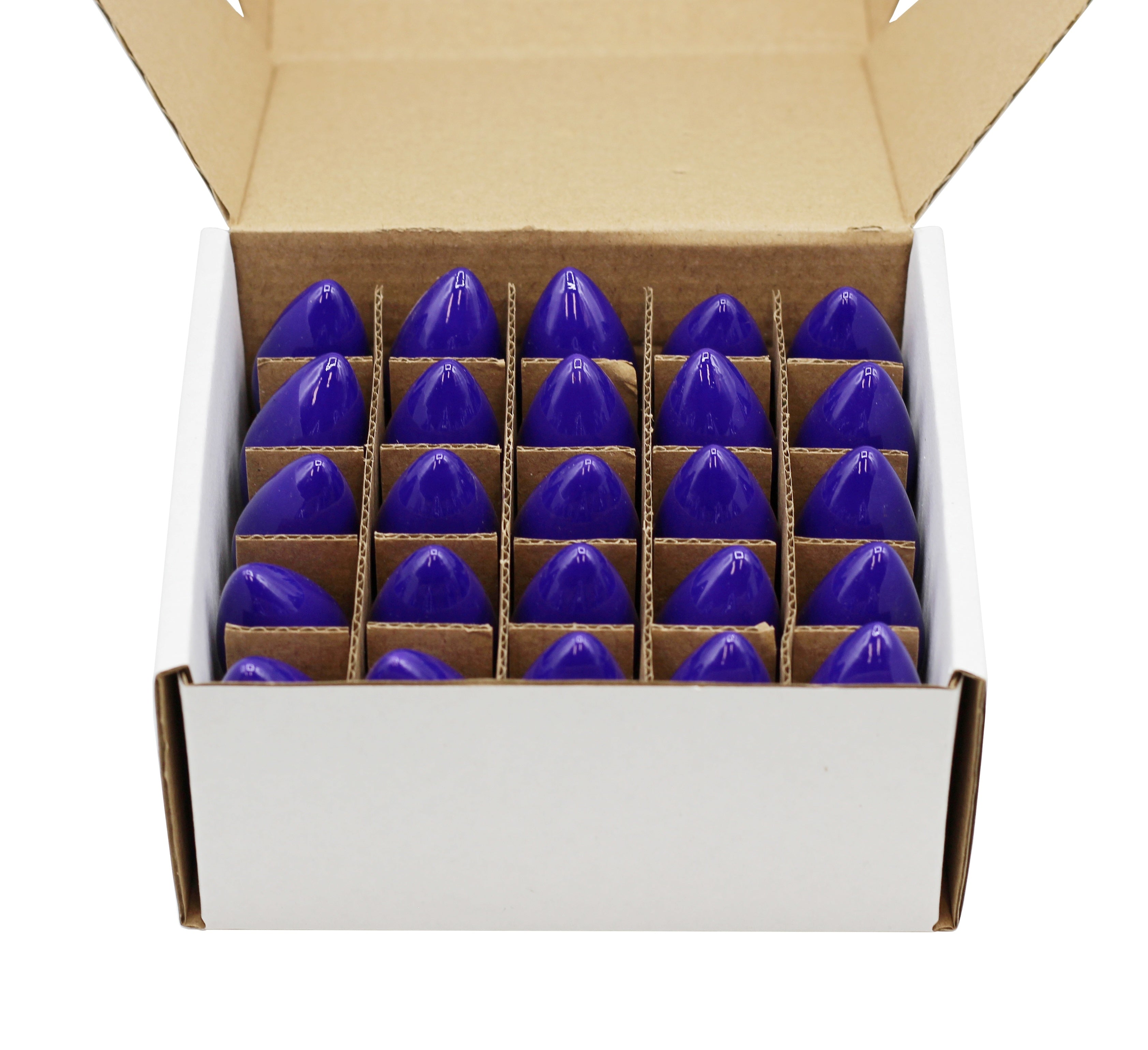 25 Pack C7 LED Purple Replacement Light Bulbs for Christmas Light Strings, 0.7W Ceramic LED Vintage Light Bulbs for C7 Outdoor String Lights, Candle Lamps, Night Lights, E12 Candelabra Base
